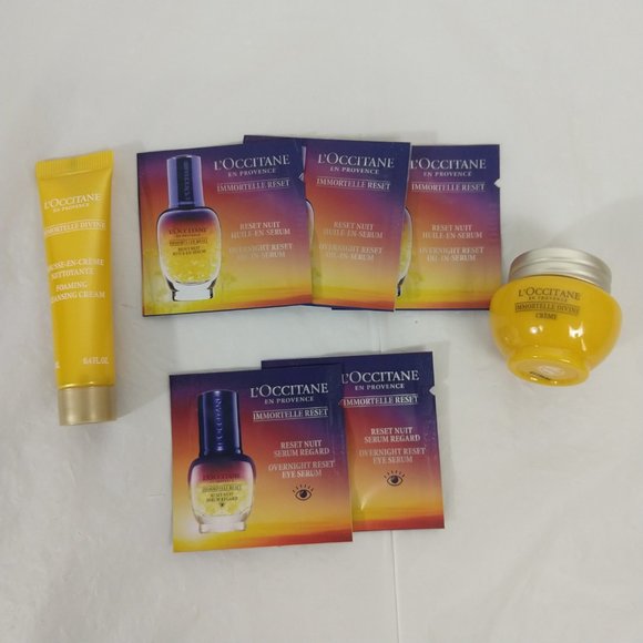 L'occitane Divine Creme & Foaming Cleansing Cream X 2+ Reset serum samples NEW - Picture 2 of 4